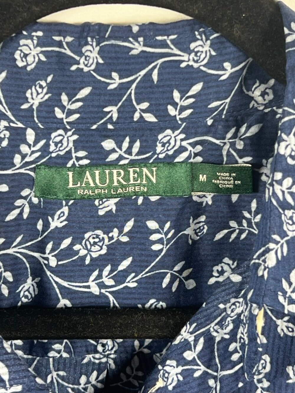 Lauren Ralph Lauren Top Womens Medium Button Down Shirt Lightweight Floral Work - Picture 5 of 8